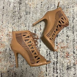 Tan lace-up Heels